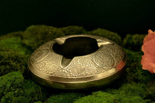 Antique decorative brass ashtray, metal tray, vintage home decor
