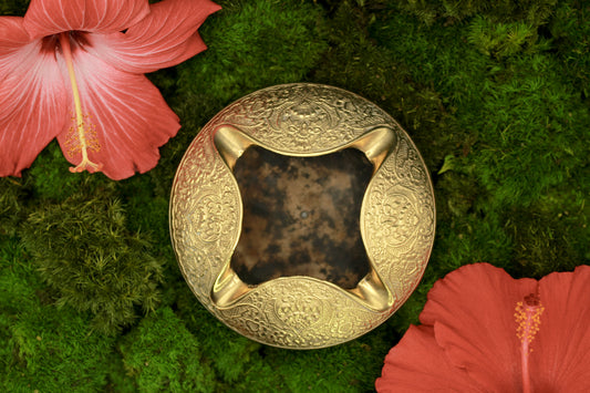 Antique decorative brass ashtray, metal tray, vintage home decor