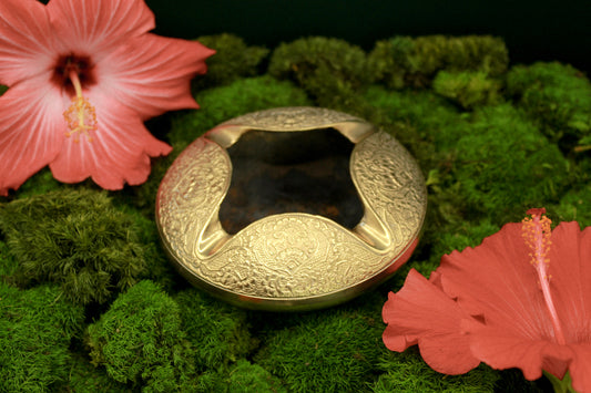 Antique decorative brass ashtray, metal tray, vintage home decor