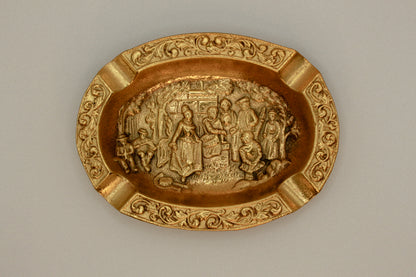 Antique decorative brass ashtray, metal tray, vintage home decor