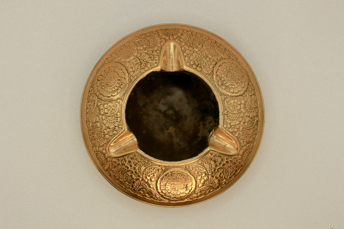 Antique decorative brass ashtray, metal tray, vintage home decor
