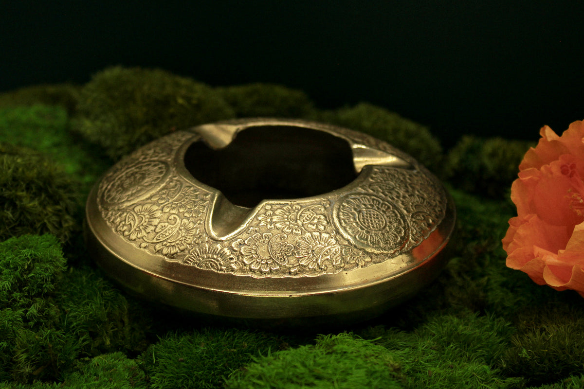Antique decorative brass ashtray, metal tray, vintage home decor