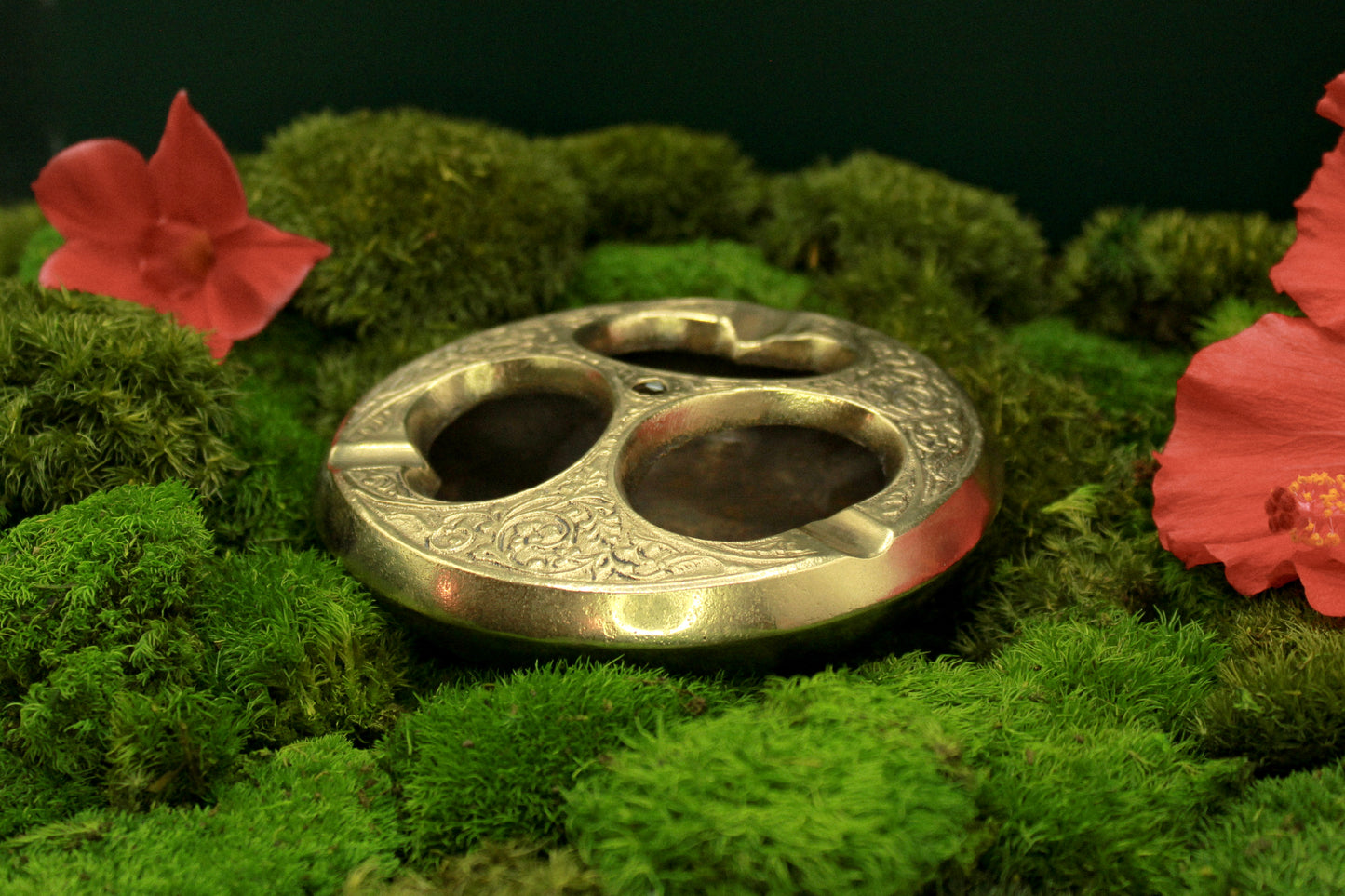 Antique decorative brass ashtray, metal tray, vintage home decor