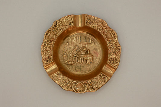 Antique decorative brass ashtray, metal tray, vintage home decor