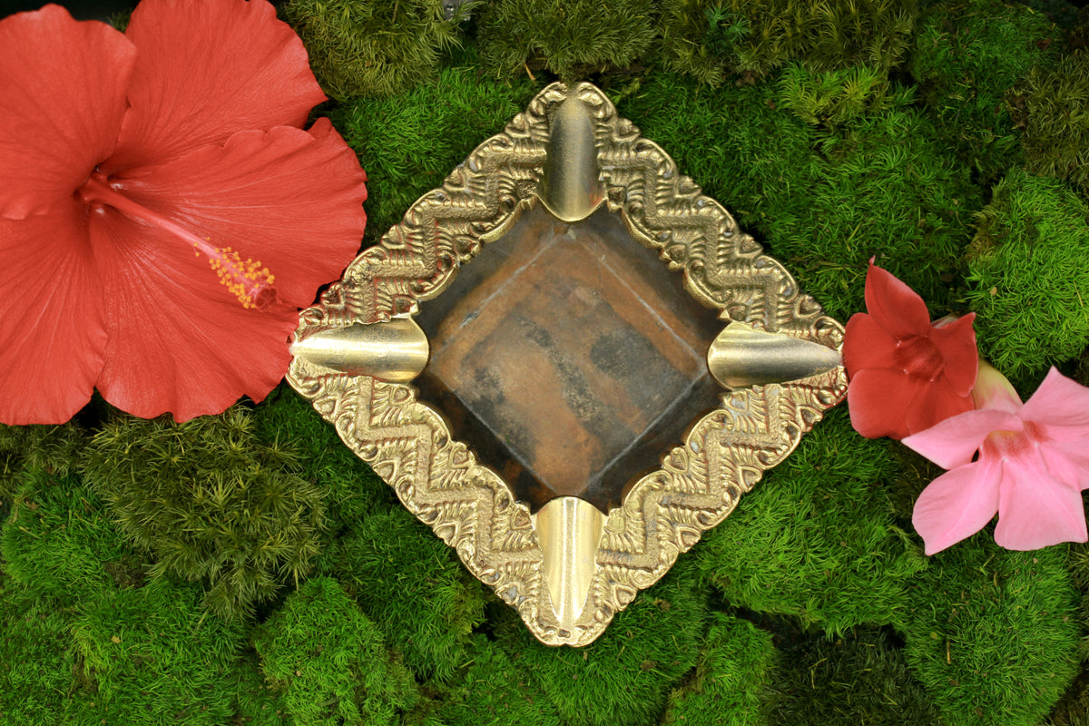 Antique decorative brass ashtray, metal tray, vintage home decor