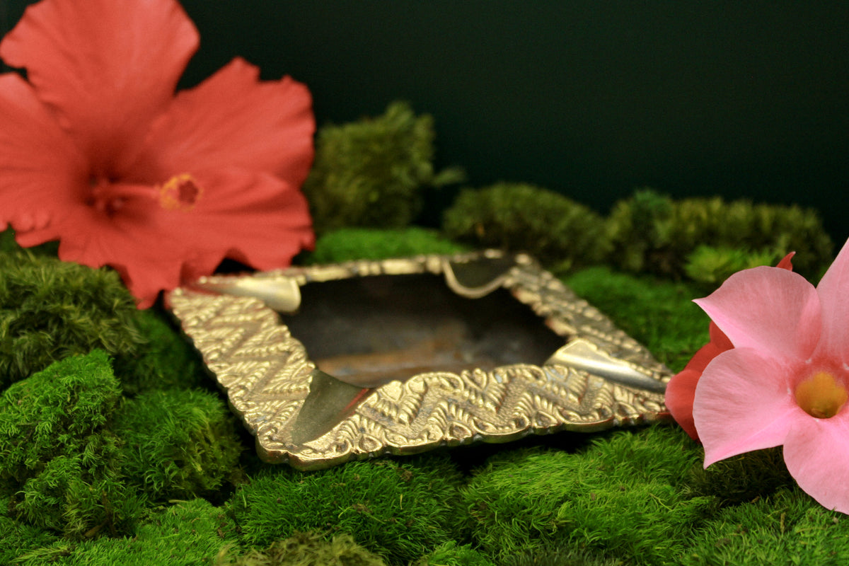 Antique decorative brass ashtray, metal tray, vintage home decor
