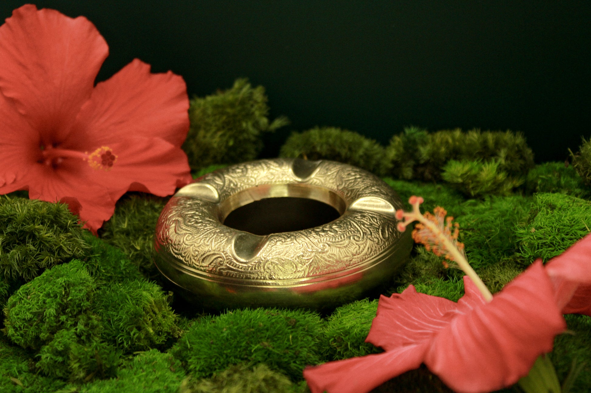 Antique decorative brass ashtray, metal tray, vintage home decor