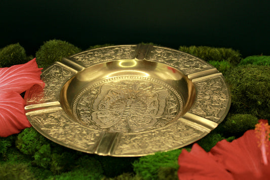 Antique decorative brass ashtray, metal tray, vintage home decor