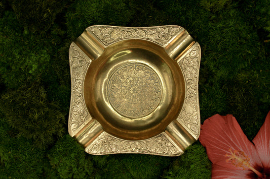 Antique decorative brass ashtray, metal tray, vintage home decor